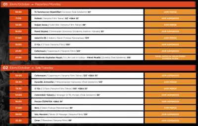 55. Uluslararası Antalya Film Festivali Gösterim Programı, 01,02 Ekim