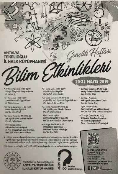 Antalya Tekelioğlu İl Halk Kütüphanesi Bilim Etkinlikleri